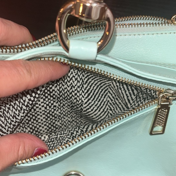 REBECCA MINKOFF Turquoise Leather Small Mac Crossbody Bag Purse - Picture 9 of 9